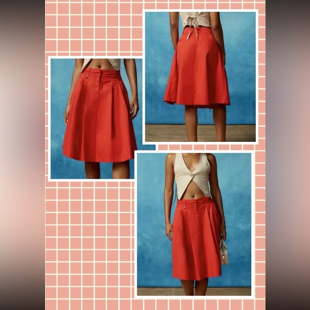 BDG URBAN OUTFITTERS Fern Pleated Midi Red Skirt Sz XS NWT Pockets A-Line